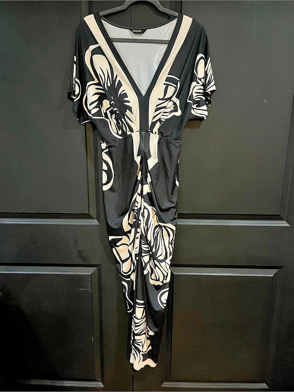 Chico's Floral Dress in Black & Cream